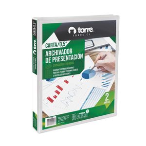 Archivador Presentación Blanco Carta - 2 Anillos 0,5"