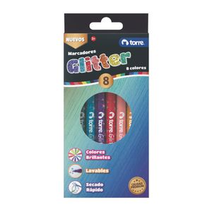 Plumones Glitter 8 Colores
