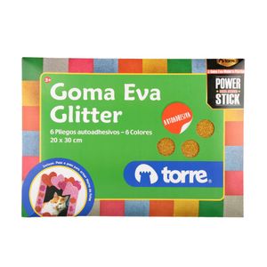 Bolsón Goma Eva Glitter Autoadhesiva 6 Pliegos - 6 Colores