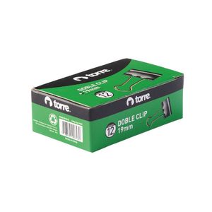Caja Doble Clip Negro 19 mm - 12 Unid.