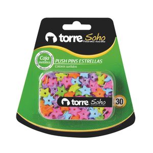 Caja Metálica Push Pins Estrellas 30 Unid.