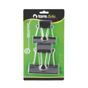 Doble Clip Negro Mix 41mm/32mm - 6 Unid.