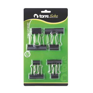 Doble Clip Negro Mix 19mm/25mm - 12 Unid.