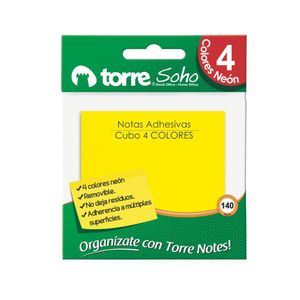 Torre Notes Cubo Neón 4 Colores 140 hjs.