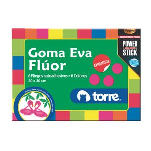 Bolsón Goma Eva Flúor Autoadhesiva 6 Pliegos - 6 Colores