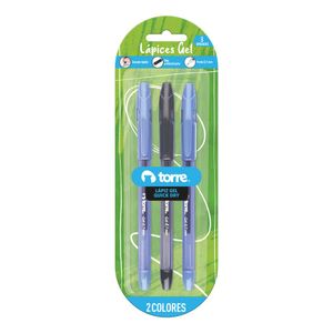 Blister 3 Bolígrafos Gel Quick Dry 0,7 mm 2 Azules, 1 Negro