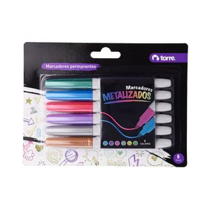 Blister Set Marcadores Permanentes Metálicos 6 Colores