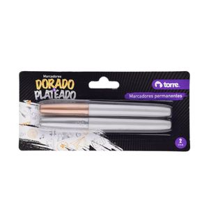 Blister Set Marcadores Permanentes Dorado-Plateado 2 Unid.