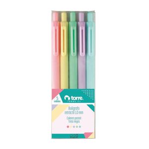 Blister Set 5 Bolígrafos Pasta 1,0 mm Negro Cuerpo Pastel