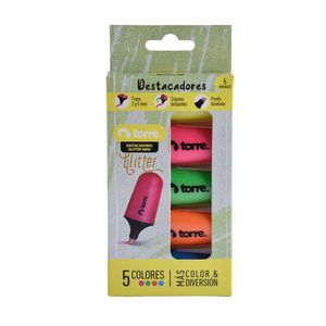 Blister Destacadores Glitter Mini 5 Colores