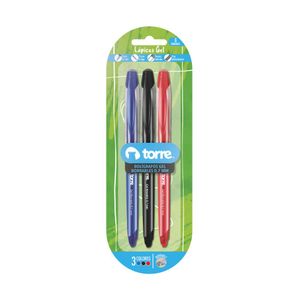 Blister 3 Bolígrafo Gel Borrable 1 Azul, 1 Negro y 1 Rojo