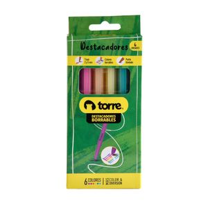 Blister Destacadores Borrables 6 Colores