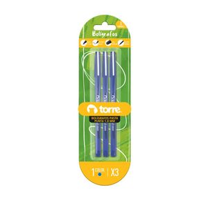 Blister Set 3 Bolígrafos Pasta 1,0 mm Azul