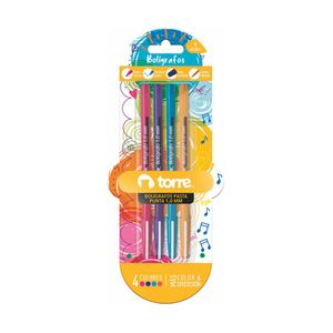 Blister Set 4 Bolígrafos Pasta 1,0 mm Color Fun