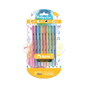 Blister Set 8 Bolígrafos Pasta 1,0 mm Color Fun