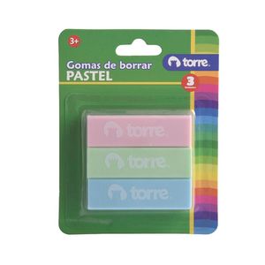 Set Gomas de Borrar Colores Pastel 3 Unid.