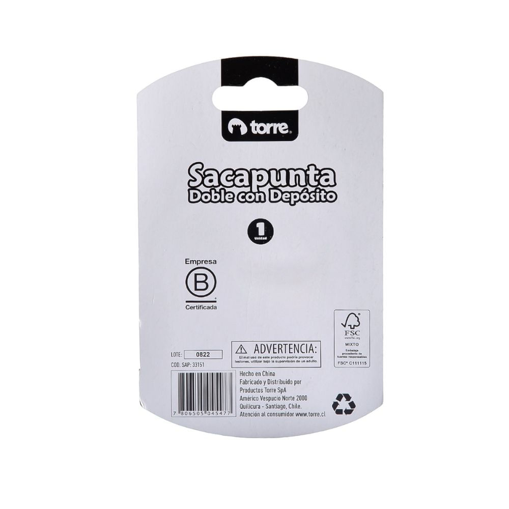 Blister Sacapuntas Doble con Deposito Forma POD 1 Unid.