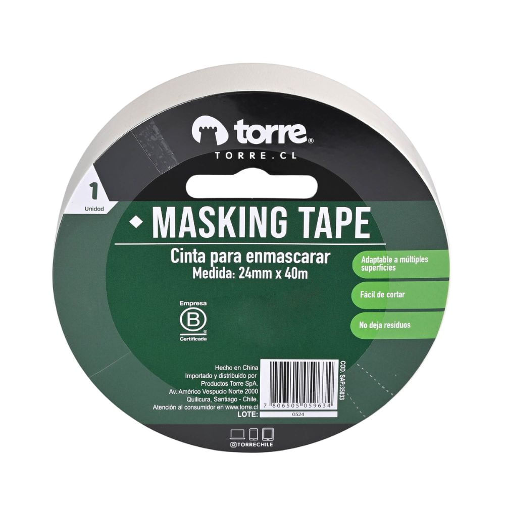 Cinta Masking Color Crema 24 mm x 40 mt