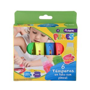Témpera en Tubo 6 Colores Neón Pekes